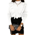 thumbnail image 1 of Women's Ruffle Sweaters Mock Neck Fall Fitted Pullover Sweater Tops, 1 of 5