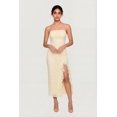 thumbnail image 1 of Women's Ruffle Trim Side Slit Lace Overlay Midi Dress, 1 of 3