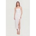 thumbnail image 1 of Women's Ruffle Trim Side Slit Lace Overlay Midi Dress, 1 of 3