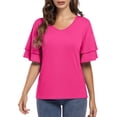 thumbnail image 1 of Women's Ruffle Tunic Top Casual V Neck Shirt Bell Half Sleeve Pullover Blouse Top, 1 of 5