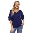 thumbnail image 1 of Women's Ruffle Tunic Top Casual V Neck Shirt Bell Half Sleeve Pullover Blouse Top, 1 of 5