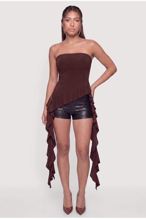 Women's Ruffled Asymmetrical Tube Top