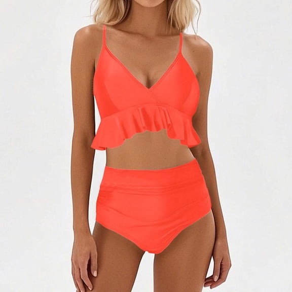 Women's Ruffled Bikini Set Stylish Two Piece Swimsuit Adjustable Swimwear For Beach And Pool Summer Fashion Multiple Sizes Available Board Shorts for Women Swim 3 Tall Swimsuits for Women Long Torso