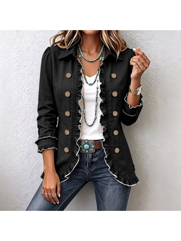 Women's Ruffled Button-Down Cool Silk Cotton Cardigan, Sweaters