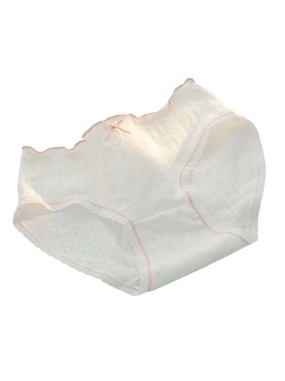 Women's Ruffled Edges Hipsters Underwear Flower Embroidered Pattern Breathable Cotton Panties Briefs for Everyday Wear