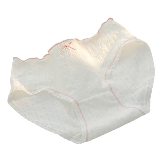 Women's Ruffled Edges Hipsters Underwear Flower Embroidered Pattern Breathable Cotton Panties Briefs for Everyday Wear