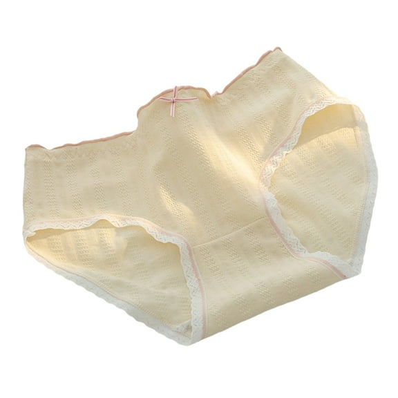 Women's Ruffled Edges Hipsters Underwear Flower Embroidered Pattern Breathable Cotton Panties Briefs for Everyday Wear