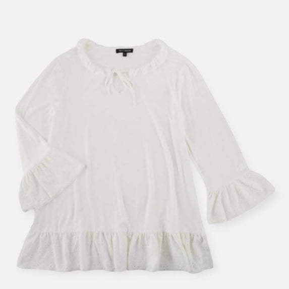 Women's Top Ruffled Eyelet 3/4 Sleeve Top Blouses