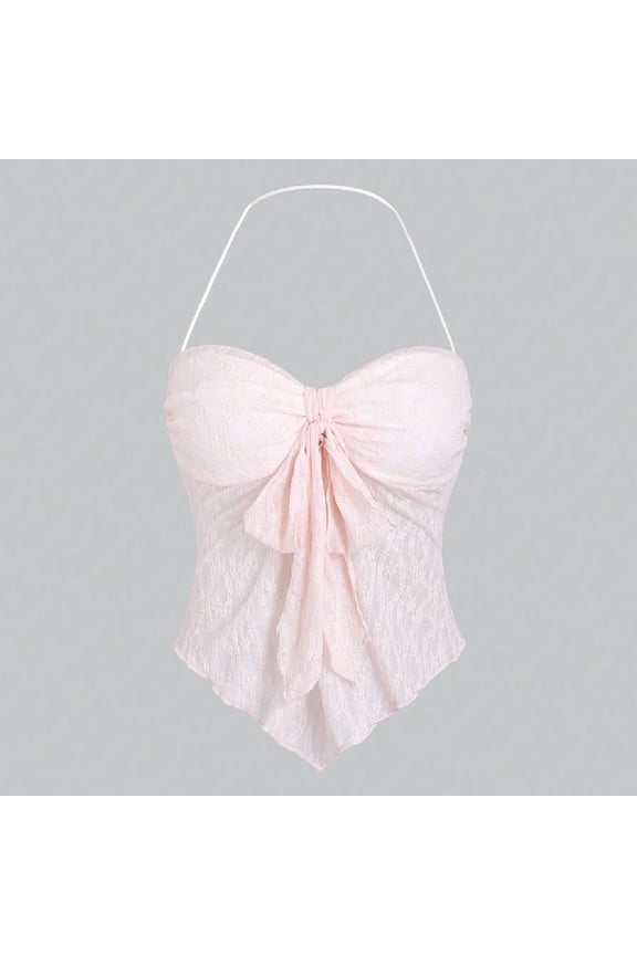 Women's Ruffled Halter Neck Cami Top - Feminine Flowy Resort & Date Night Wear