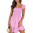 thumbnail image 1 of Women's Ruffled Hem Smocked Cami Dress With Tiered Frill Details 65% Rayon 30% Polyester 5% Spandex Machine Wash Cold, 1 of 18