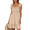 thumbnail image 1 of Women's Ruffled Hem Smocked Cami Dress With Tiered Frill Details 65% Rayon 30% Polyester 5% Spandex Machine Wash Cold, 1 of 18