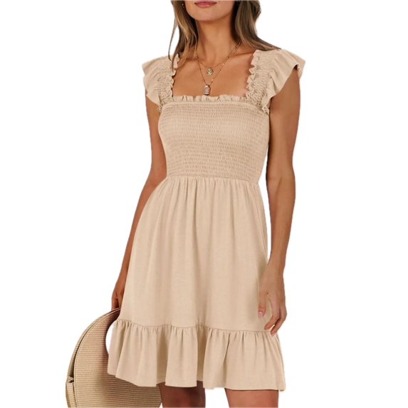 Women's Ruffled Hem Smocked Cami Dress With Tiered Frill Details 65% Rayon 30% Polyester 5% Spandex Machine Wash Cold