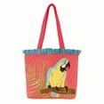 thumbnail image 1 of Women's Ruffled Parrot Bird Beach Tote Handbag, 1 of 2