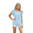 thumbnail image 1 of Women's Ruffled Round Neck Flutter Sleeve Blouse - Flowy Chiffon Peplum Top with Pleated Detail, 1 of 9