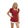 thumbnail image 1 of Women's Ruffled Round Neck Flutter Sleeve Blouse - Flowy Chiffon Peplum Top with Pleated Detail, 1 of 9