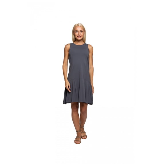 Women's Ruffled Sleeveless Crewneck Tank Dress, 2XL, Khaki, by Ambesonne