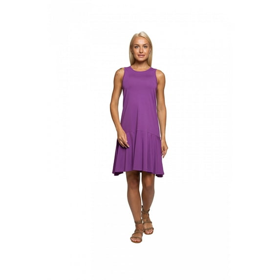 Women's Ruffled Sleeveless Crewneck Tank Dress, XL, Maroon, by Ambesonne