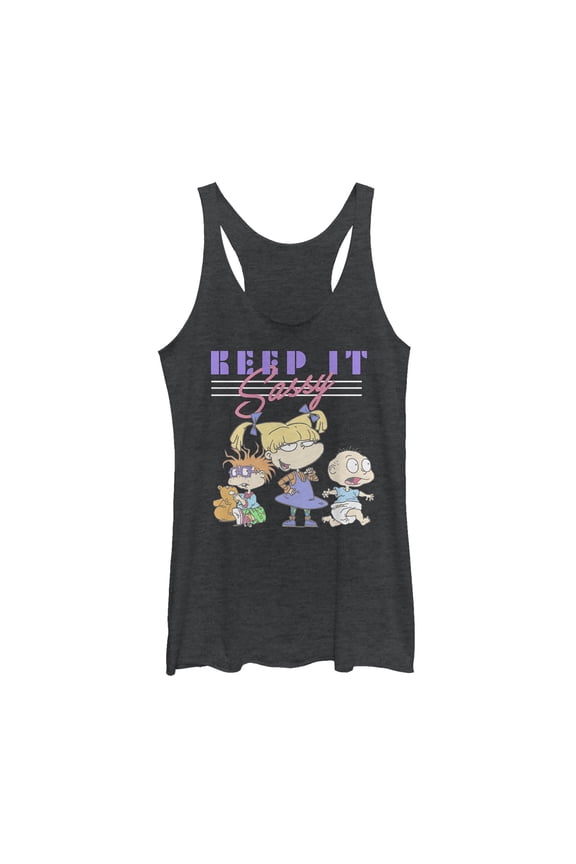 Women's Rugrats Keep It Sassy Racerback Tank Top Black Heather X Small