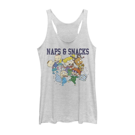 Women's Rugrats Naps and Snacks Racerback Tank Top White Heather 2X Large