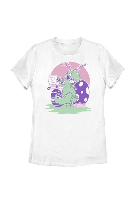 Women's Rugrats Reptar Easter Eggs Graphic Tee White 2X Large