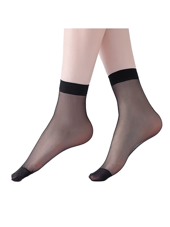Women's Run-Resistant Nylon Ankle Socks 10-Pack, No-Snag Sheer Short Socks with Steel Wire Texture, Invisible Footie Socks for Daily Wear, Dress Shoes and Office Occasions - Black1