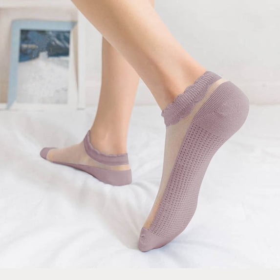 Women's Running Ankle Socks, Women's Solid Color Shallow Mouth Socks Ventilate Sweat Absorbing Socks New Ankle Socks for Women Style B-87 Purple One Size