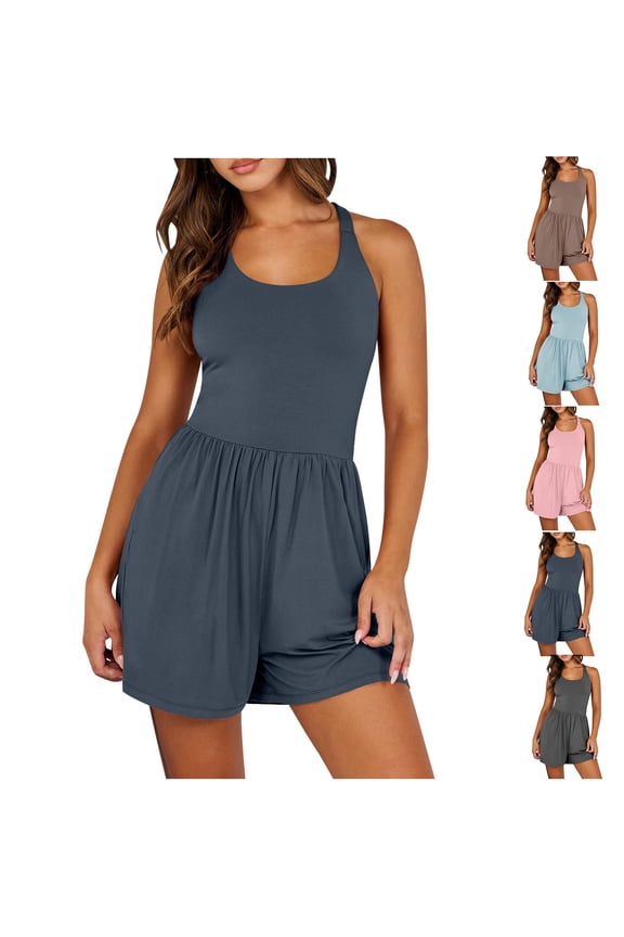 Women's Running Onesie Workout Romper Jumpsuit Outfit for Yoga Gym Exercise Stretchy Breathable Quick-Drying Athletic Activewear Casual Wear | Aestivo,NAVY XL