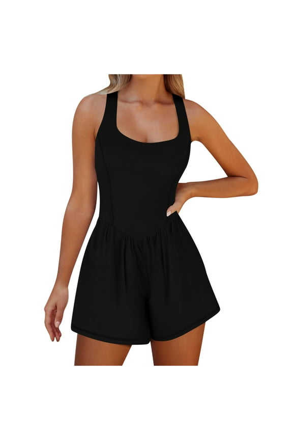 Women's Running Onesie Workout Rompers Athletic One Piece Shorts Jumpsuits Summer Outfits Exercise Gym Clothes