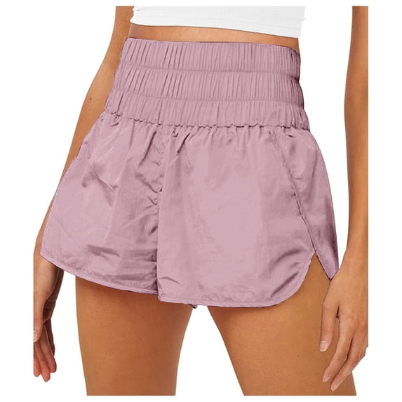 Women's Running Quick Shorts Workout Elastic Athletic Yoga Dry High Waist Activewear, XL, Light Pink