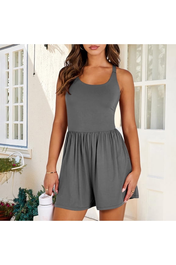 Women's Running Rompers Workout Jumpsuits Gym Yoga Onesies Exercise Outfits, Stretchy Breathable Quick-Drying Athletic Wear, Casual Lounge Activewear for Women, Travel Essentials