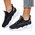 thumbnail image 1 of Women's Running Shoes Breathable Mesh Non Slip Lace up Sneakers Lightweight Athletic Gym Casual Fashion Walking Shoes Black Size 6.5, 1 of 5