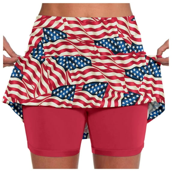 Women's Running Shorts Crossover High Waisted Tennis Skirt with Built-In Shorts Quick Dry for Athletic Gym Running Shorts with Drawstring,Red,XXXXXL