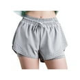 thumbnail image 1 of Women's Running Shorts Double Layer Hollow Out Fitness Yoga Workout Athletic Shorts, Grey, X-Large, 1 of 7