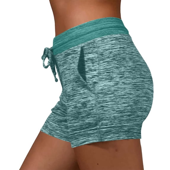 Women's Running Shorts Elastic High Waisted Solid Color Fashionable Drawstring Pocket Sports Shorts