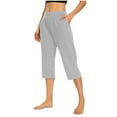 thumbnail image 1 of Women's Running Shorts Elastic High Waisted Solid Elastic Waist Pocket Cropped Pants Casual Stretchy Stylish Pants For Spring Clothing, 1 of 7