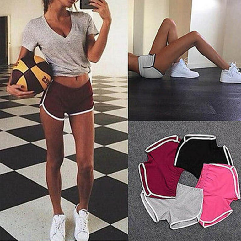 Women's Running Shorts Plus Size Workout Sport Fitness Athletic Gym Shorts  Elastic Waist with Drawstring 
