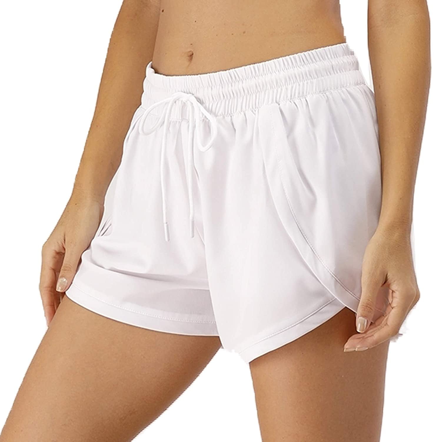 Printed Women White Gym Shorts