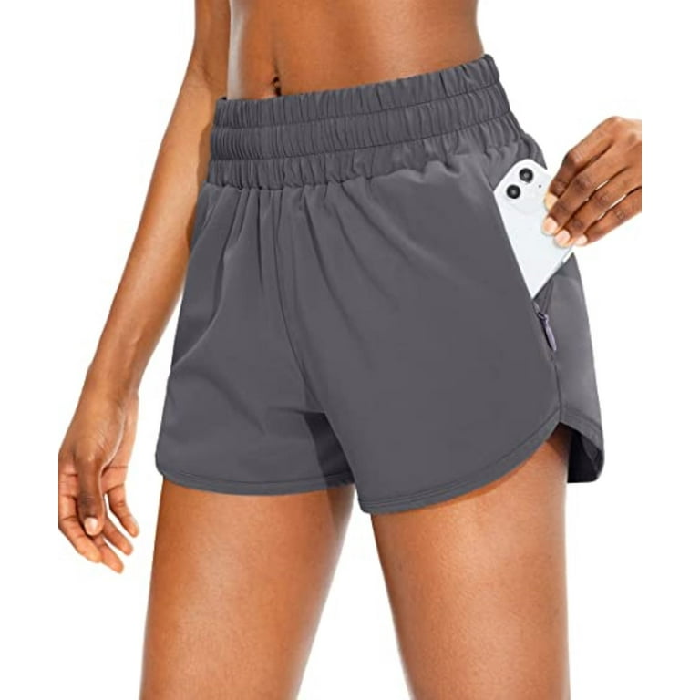 BMJL Women's Athletic Shorts High Waisted Running Shorts Pocket Sporty Shorts  Gym Elastic Workout Shorts