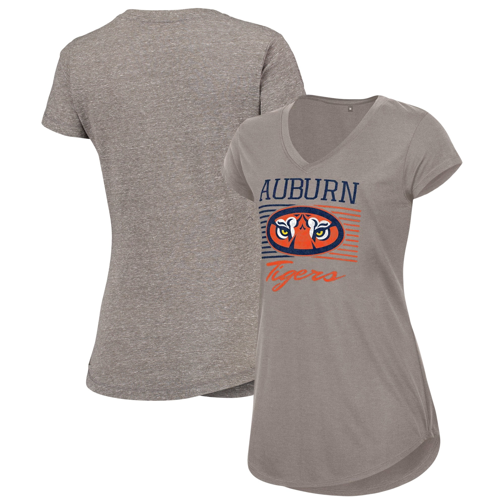 Women's Russell Athletic Heathered Charcoal Auburn Tigers Curved Hem V ...