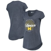 Women's Russell Athletic Heathered Navy Michigan Wolverines V-Neck T-Shirt