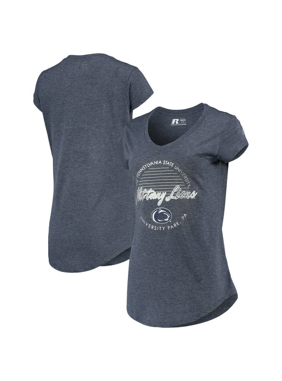 Women's Russell Athletic Heathered Navy Penn State Nittany Lions V-Neck T-Shirt