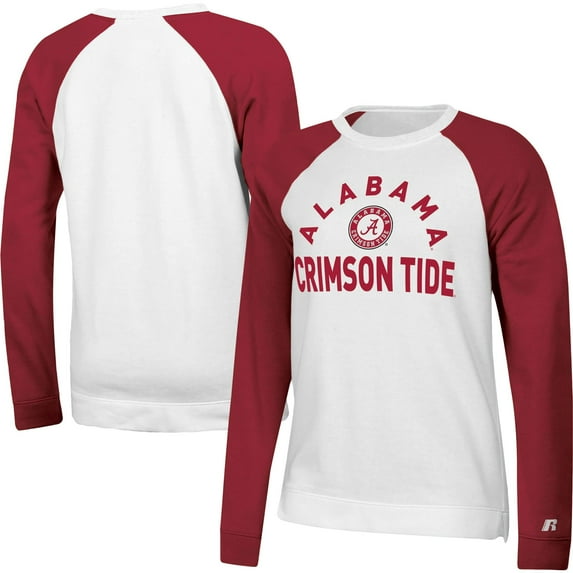 Women's Russell White/Crimson Alabama Crimson Tide Fleece Raglan Pullover Sweatshirt