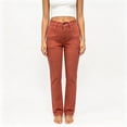 thumbnail image 1 of Women's High Waist Rust Straight Leg Jeans with Pockets, Stretch Casual Long Denim Pants, 1 of 8