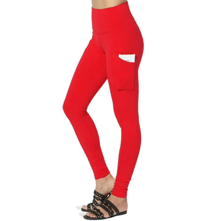 Women s S 3X High Waist Luxe Cotton Leggings w Pockets Tummy Control Walmart