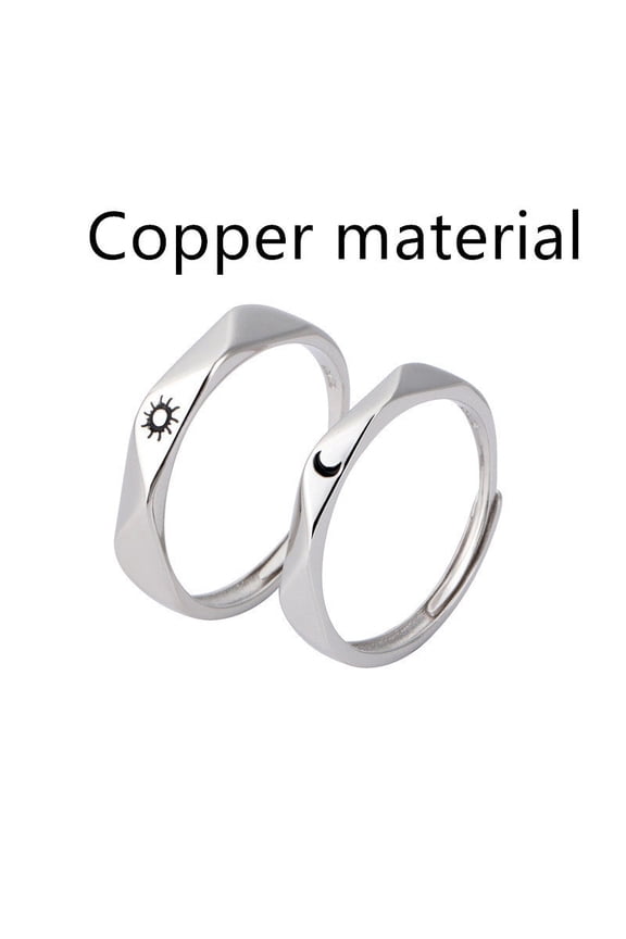 Women's S925 Sterling Silver Moon Sun Ring Adjustable Opening Korean Style Dainty Elegant Fine Jewelry Gift