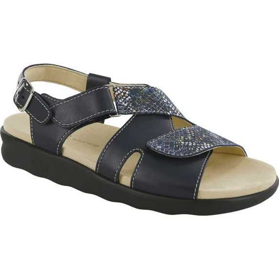 Women's SAS Huggy Adjustable Strap Sandal Navy/Multisnake Leather 11 M