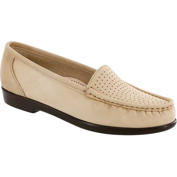Women's SAS Savvy Moc Toe Loafer Linen Soft Leather 8.5 SS