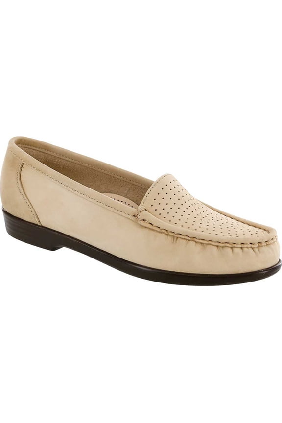 Women's SAS Savvy Moc Toe Loafer Linen Soft Leather 8.5 SS
