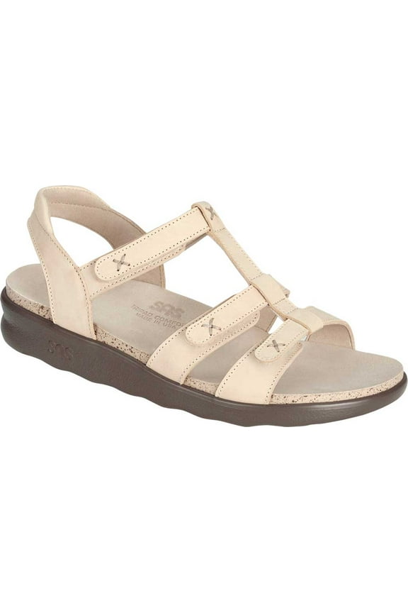 Women's SAS Sorrento Adjustable Strap Sandal Linen Leather 10 N