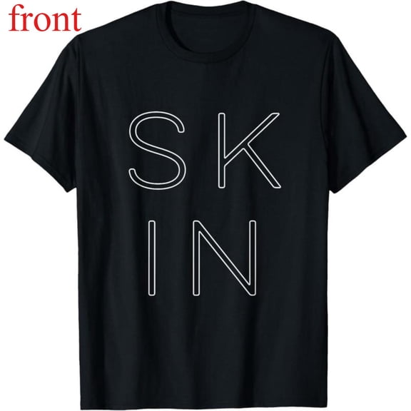 Women's "SKIN" Minimalist Graphic T Shirt Casual Comfortable Short Sleeve Cotton Round Neck Top Black S-5XL